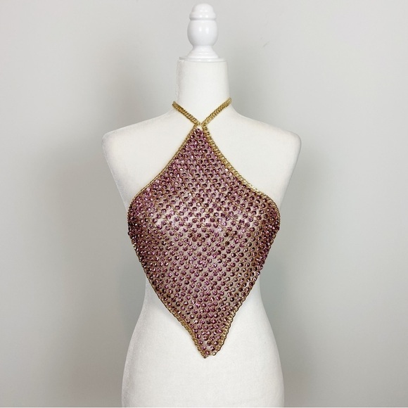 H:ours Oaklyn Top in Purple Embellishments Chain - Picture 4 of 9